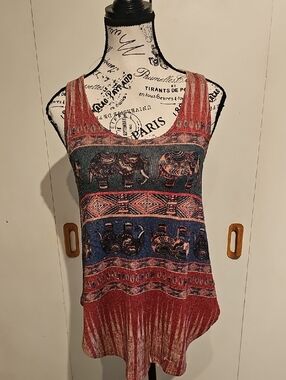 Grace Rust and Navy Elephant Print Tank